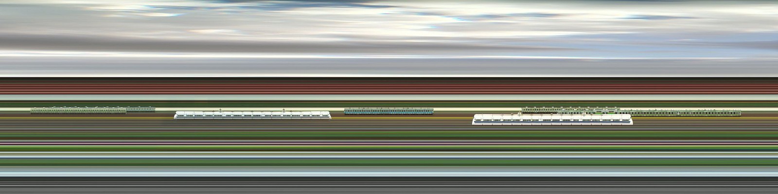 Jay Mark Johnson, TOKYO TRAINS #2, 2012 Tokyo
archival pigment on paper, mounted on aluminum, 40 x 160 in. (101.6 x 406.4 cm)